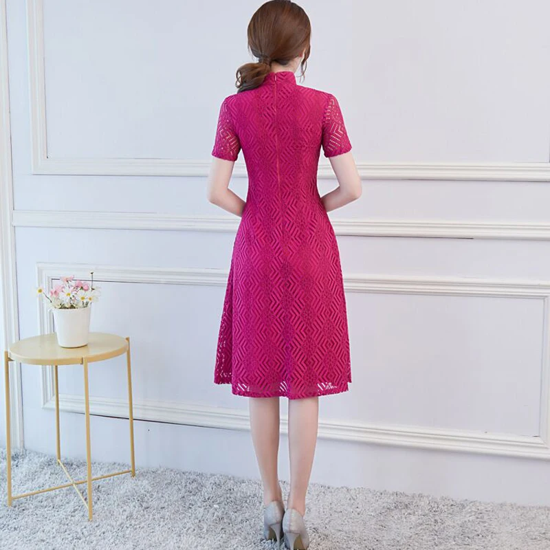 Короткий стиль розовый женский s m ini Cheongsam Летнее китайское кружевное тонкое платье Qipao Новое поступление Vestidos Размер s m L XL XXL XXXL 27510A