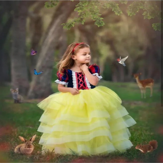 Children Girl Snow White Dress for Girls Prom Princess Kids Gifts Party Clothes Fancy Teenager Clothing Long Puffy | Детская одежда и