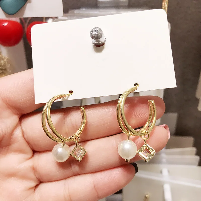 DiLiCa элегантные серьги с искусственным жемчугом корейские модные женские капли