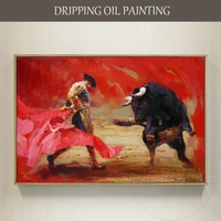 professional artist hand painted high quality spain sport bullfight oil painting on canvas bullfight portrait oil painting