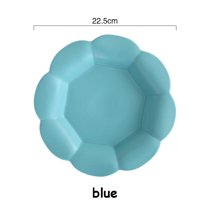Blue Поднос для еды, десертная тарелка с цветами, японская домашняя фруктовая Салатница, милая однотонная Рождественская декорация, детский завтрак, 1 шт - Цвет: Blue