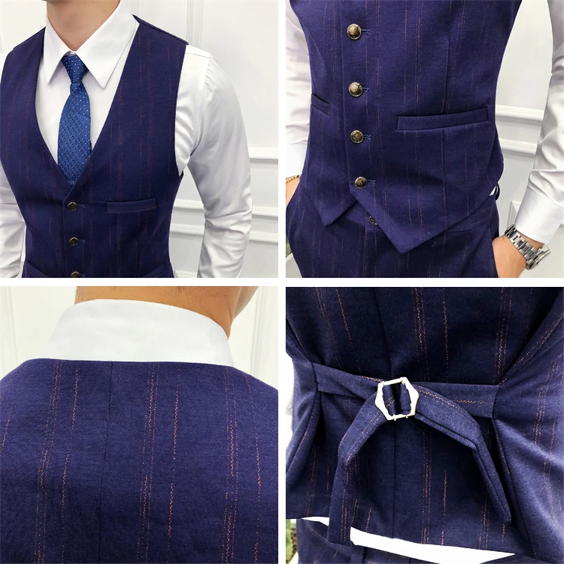 Новинка 2020 мужской костюм жилет + брюки облегающий Осенний мужские