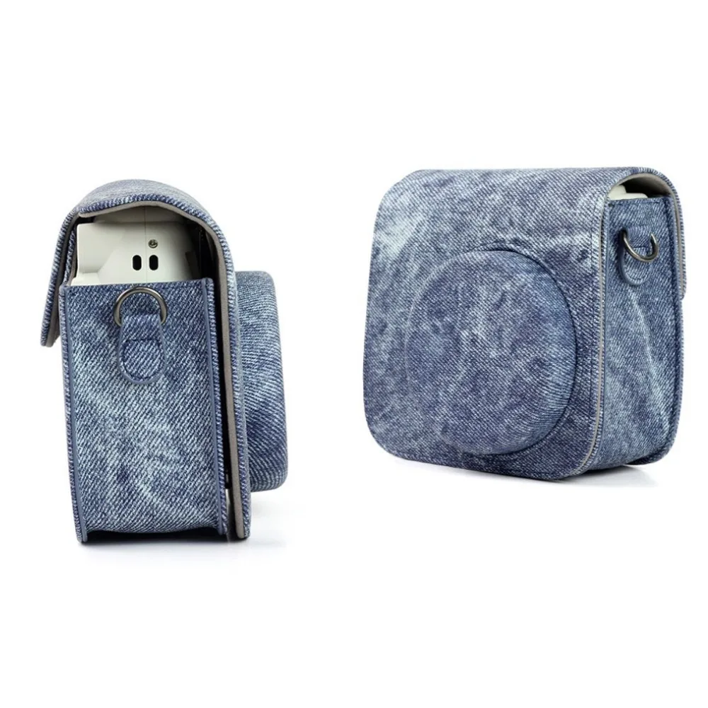 Джинсовая кожаная сумка для видеокамеры защитный чехол камеры Fuji Fujifilm Instax Mini 9 8 + |