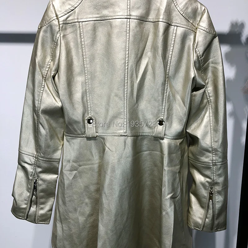 F/W 2018 для женщин Золотой/серебристо серый нагрудные с длинным рукавом