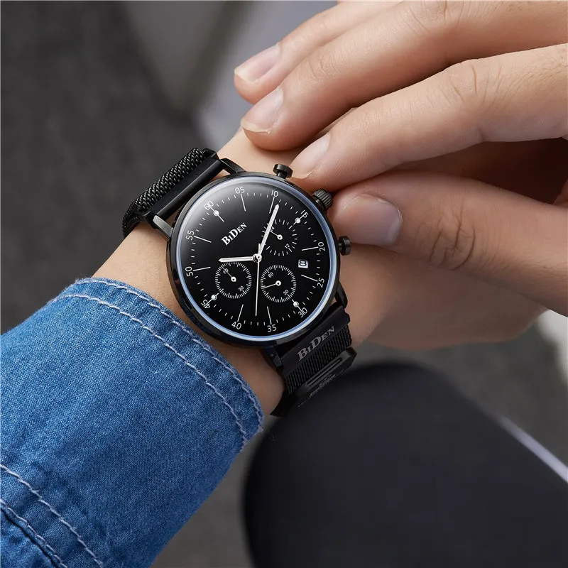 Бренд BIDEN роскошные часы с хронографом для мужчин военные спортивные мужские