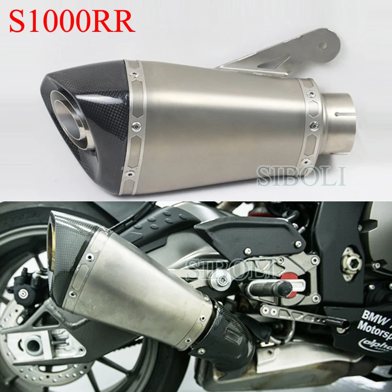 

Выхлопной глушитель без шнуровки для BMW S1000RR 2015, 2016, 2017 лет, 60 мм, впускной глушитель для мотоцикла с глушителем дБ, из настоящего углеродного ...