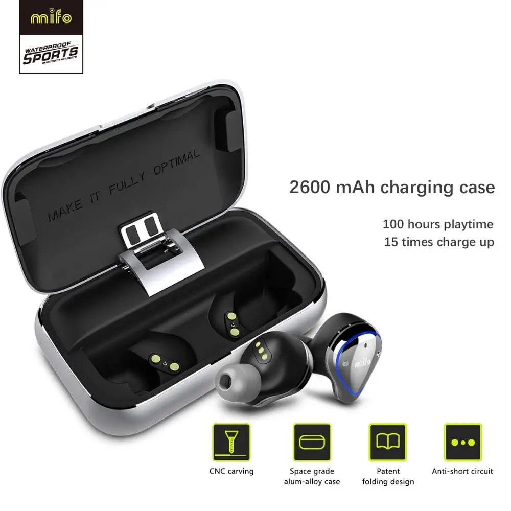Mifo O5 Bluetooth 5.0 Earphones HIFI Wireless headset Waterproof earplug Built-in Microphone Mini Stereo Sound Earbuds | Электроника