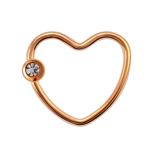 Rose Gold 1 шт сталь в форме сердца пирсинг носа драгоценный камень серьги для носа Перегородка ухо хряща пирсинг спираль в плену обруч кольцо Labret ювелирные изделия для тела - Окраска металла: Rose Gold