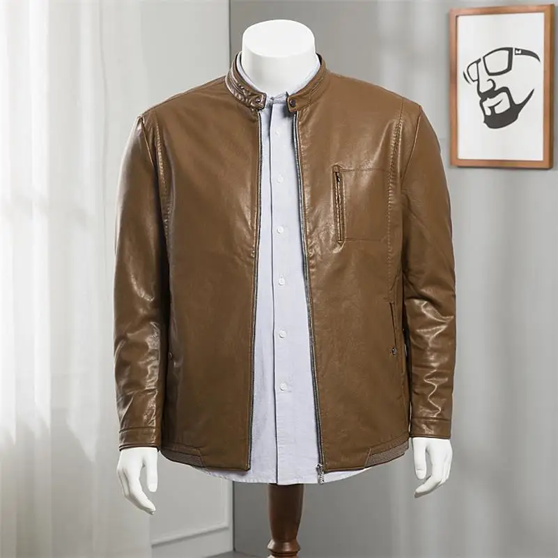 XXL-7XL, Новое поступление, кожаные куртки, мужская куртка, одежда для среднего возраста, мужские пальто, весенне-осеннее пальто из искусственной кожи, большие размеры - Цвет: 1