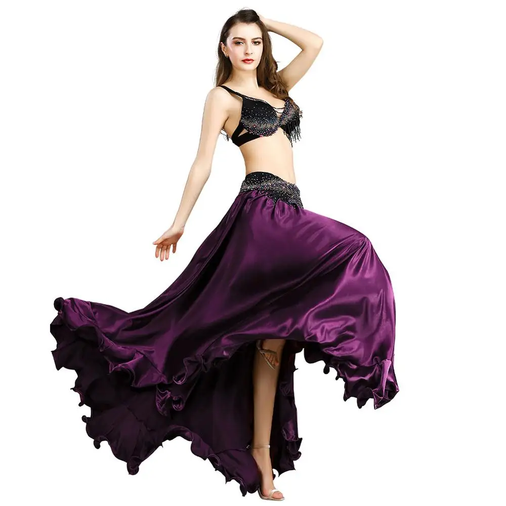 Purple Дизайн 3 шт Топ класс танец живота набор/костюм/Одежда для танца живота/юбка для танца живота платье-8830 - Цвет: Purple