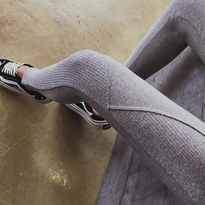 Корейский ребристые женские сапоги из эластичного материала с эластичной