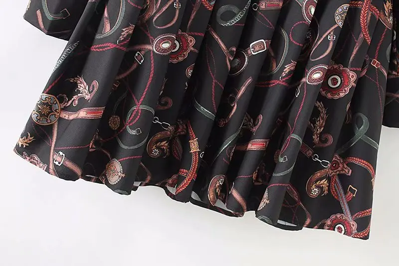 Za Для женщин Европейский цепи печати плиссированное платье с цветочным принтом