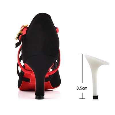 Black 8.5cm SHOUDANC/женские босоножки; вечерние туфли для латиноамериканских танцев; черные замшевые туфли для танцев; двухцветные туфли для танцев на шнуровке - Цвет: Black 8.5cm
