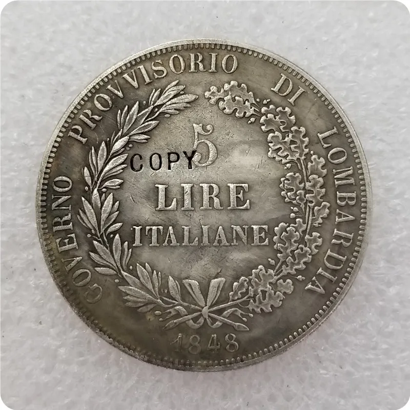 Italian states 1848 5 Lire copy coins-replica coins medal collectibles | Дом и сад