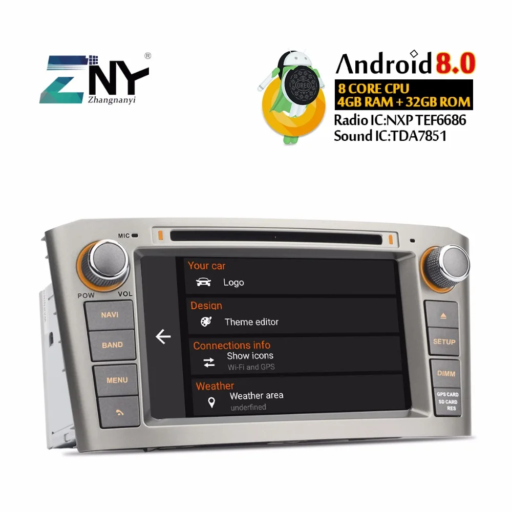 Gps NAVI авторадио в тире 2 Din для Avensis T25 2003 2004 2005 2006 2007 2008 Android 8 0 автомобильный DVD плеер