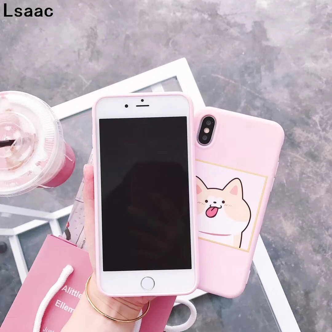 Милый чехол для телефона с собакой iphone X 6 S 7 8 Plus задняя крышка карамельный цвет