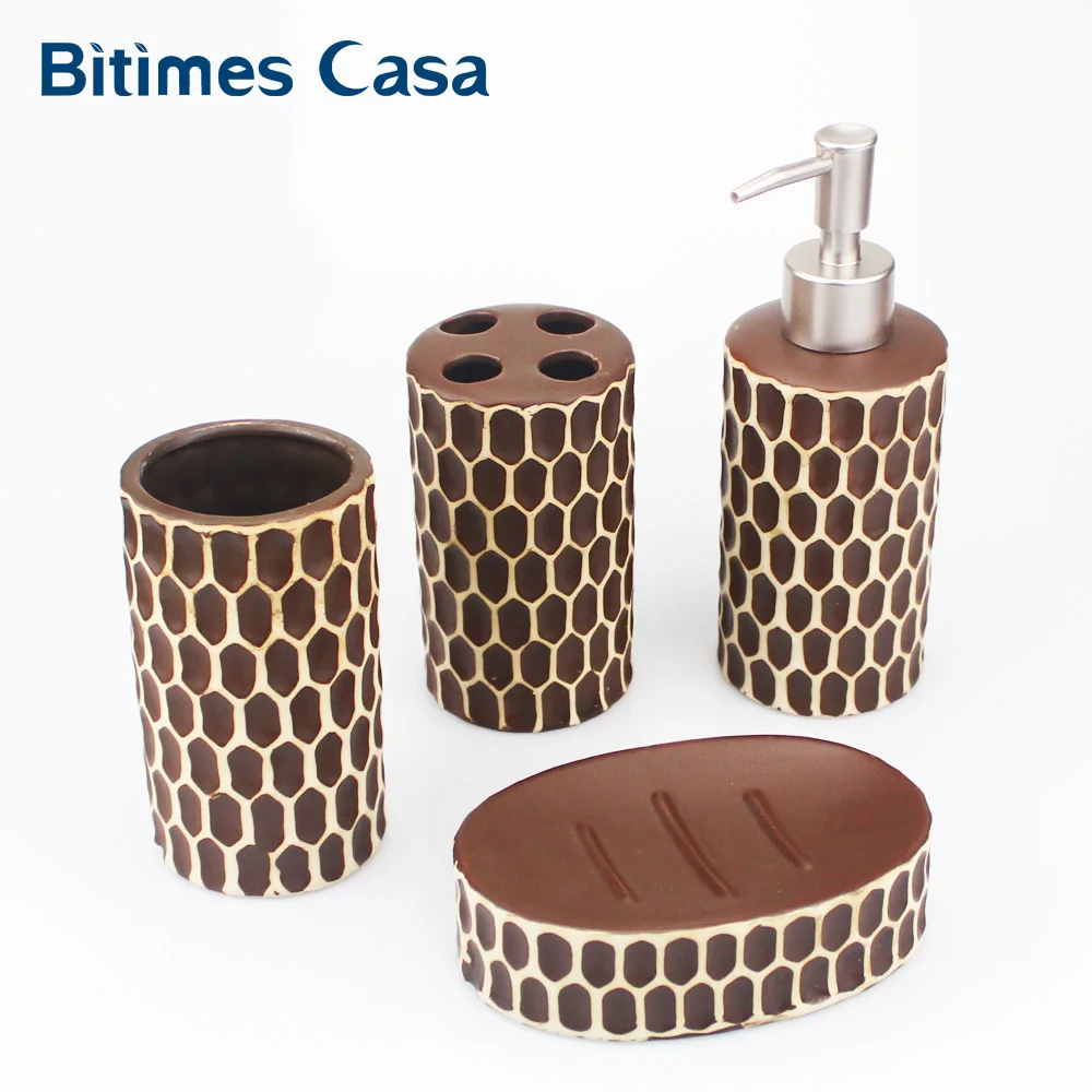 Керамический дозатор для жидкого мыла фарфоровый держатель зубной щетки 4