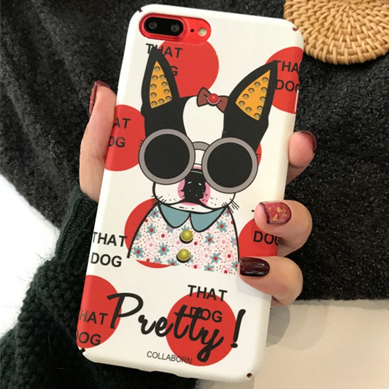 Жесткий чехол с собакой для iphone 8 8plus 7 Plus Чехлы Прозрачный телефона 6 s 6s X XS 10 Coque