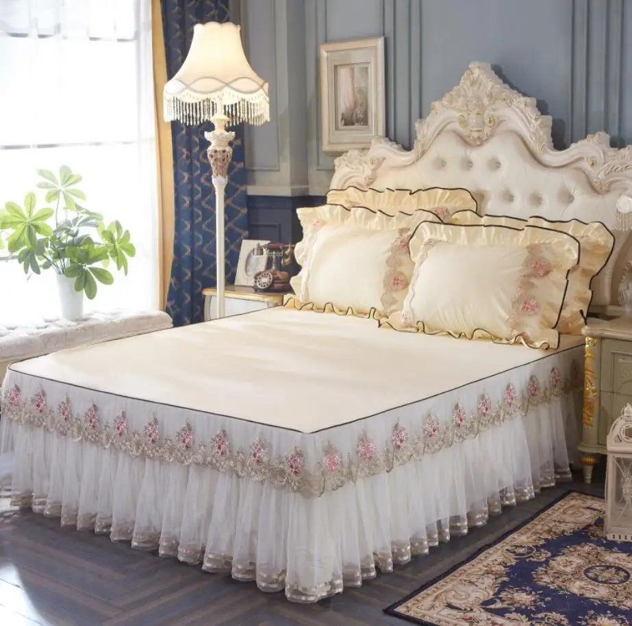 Однотонное постельное белье для принцессы кружевное покрывало наволочки