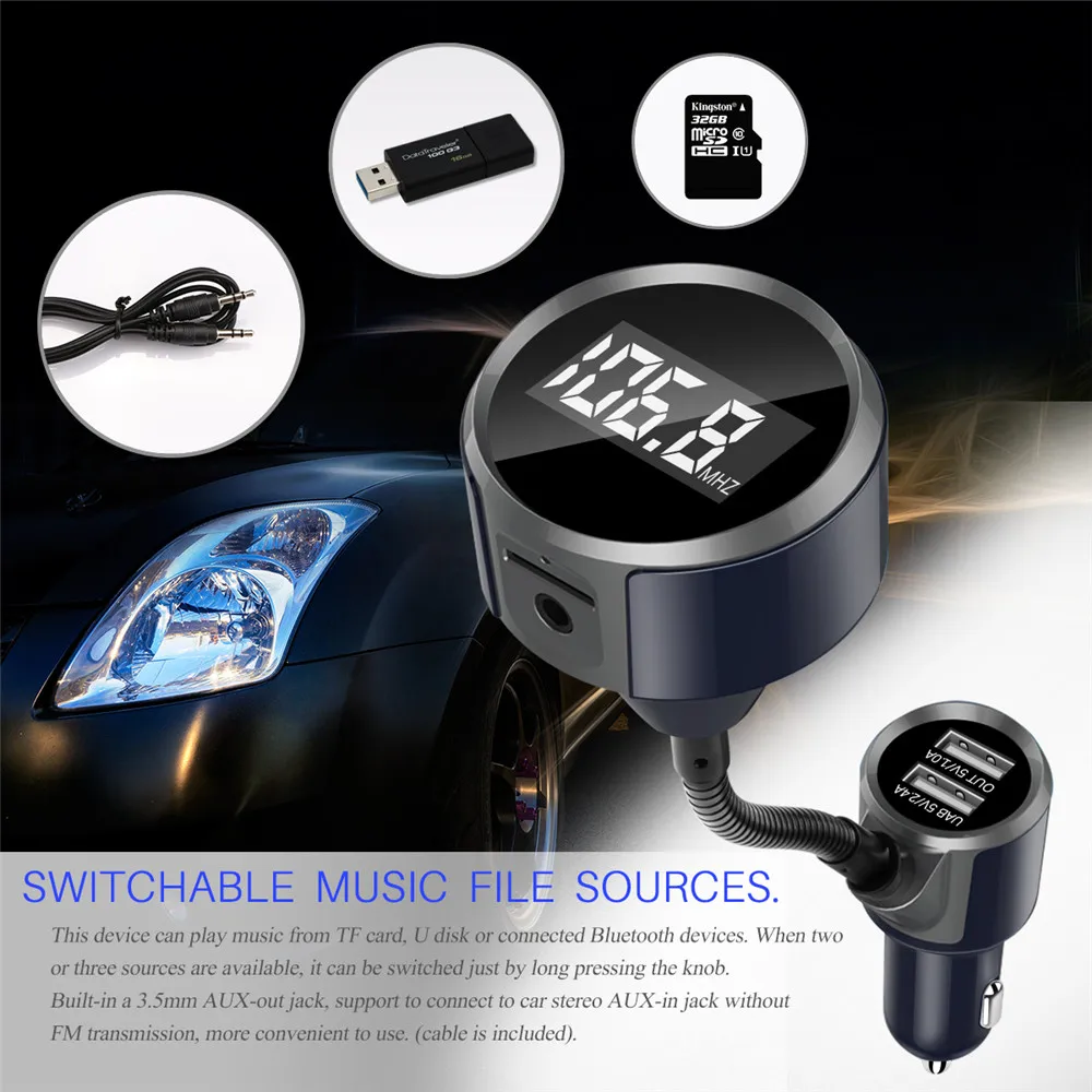 ONEVER Авто fm передатчик модулятор Bluetooth гарнитура для авто MP3 плееры USB Зарядное