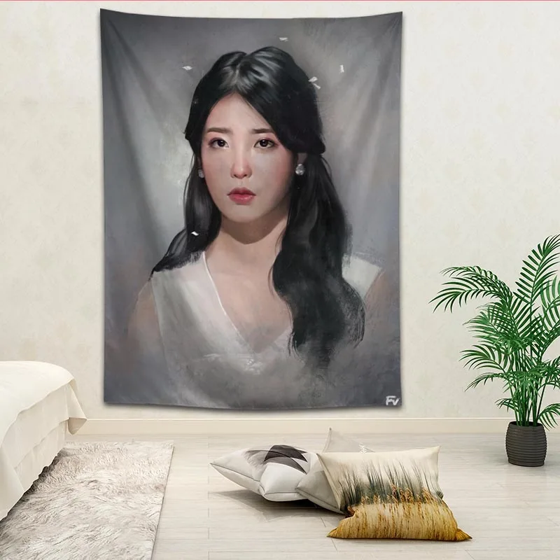 KPOP IU гобелены для гостиной спальни Висячие настенные гобелены домашний декор в стиле ретро Йога пляжный коврик логотип на заказ - Цвет: 3