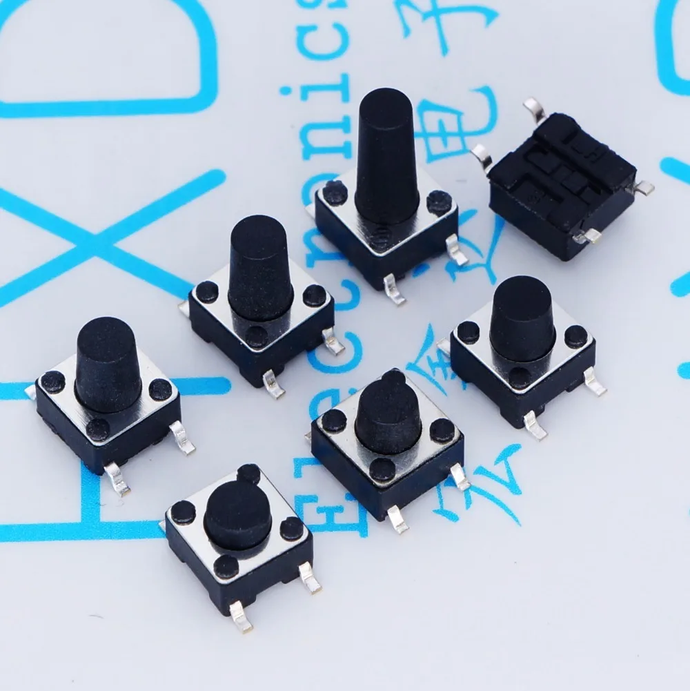 Переключатель Mirco 12V 0.1A 6*6*4 3 H/4 5/5/5.5/6/7/8/9/12/13 мм SMD 4pin медный ножной такт