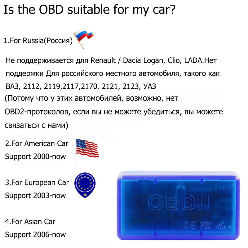 Автомобильный диагностический инструмент Aganippe Elm327 V2.1 Bluetooth ODB2 Elm 327 OBD2 сканер