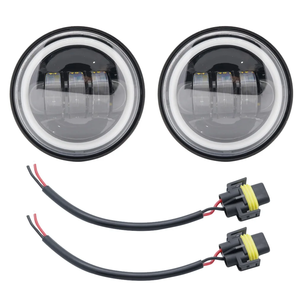 Black fog light Мотоциклетный " светодиодный головной светильник с DRL поворотным сигналом Halo+ 4,5" противотуманный светильник, светильник s для Heritage For Softail Classic - Цвет: Black fog light