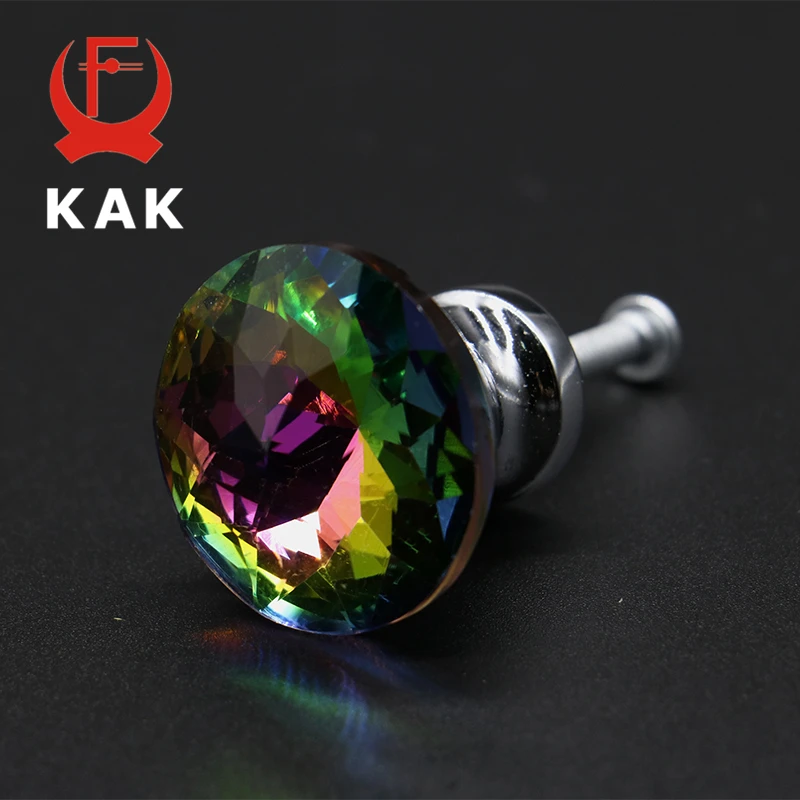KAK 5 шт. 30 мм Алмазная форма Красочные Хрустальные стеклянные ручки для ящиков Шкаф вытяжной кухонный шкаф дверные ручки Мебель