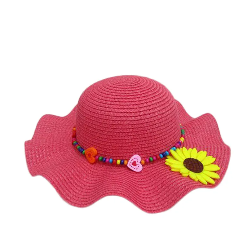 

BINGYUANHAOXUAN 1 Pcs 2018 New Falbala Sunflower Children Sun Hats Spring Summer Beach Straw Hat Head Circumference 52 cm