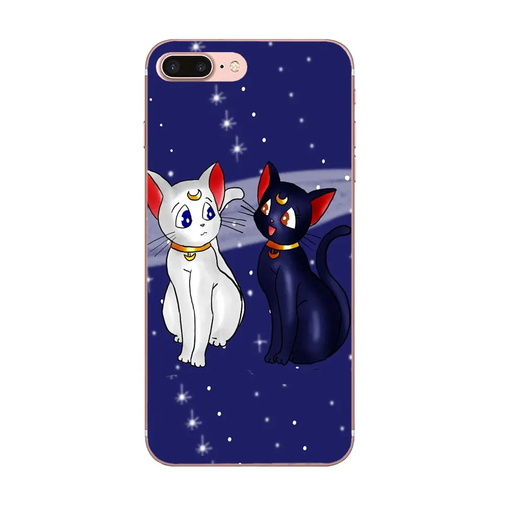 as picture Для Apple IPhone X XS Max XR 4 4s 5 5C 5S SE 6 6 S 7 8 Plus TPU Art онлайн чехол для Сэйлор Мун Луна и Артемис кошки - Цвет: as picture