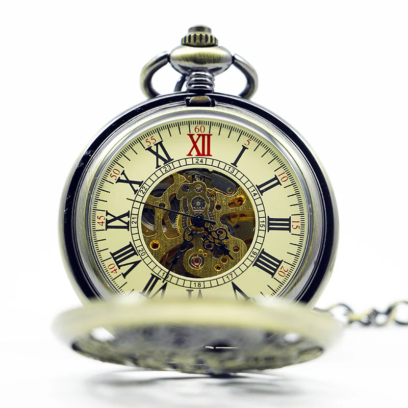Роскошные Механические карманные часы 5 шт./лот полые Dragon & Phoenix с римскими цифрами