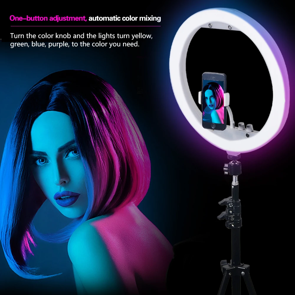 Кольцевой светильник Mcoplus 33 см 13 дюймов RGB CRI 95 цветной для селфи и видеосъемки