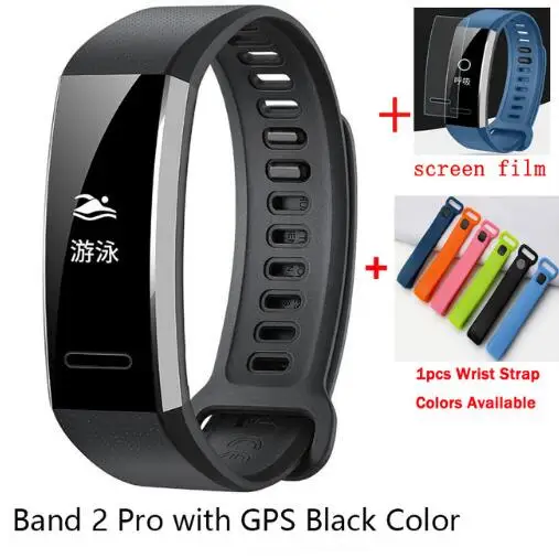 black with GPS Браслет huawei Band 2 pro B29 B19 для монитора фитнеса 50 м для плавания водонепроницаемый Bluetooth oled-браслет для мужчин и женщин - Цвет: black with GPS