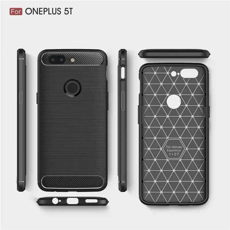 Чехол для Oneplus 5 5T мягкий силиконовый чехол из матового углеродного волокна и ТПУ 3