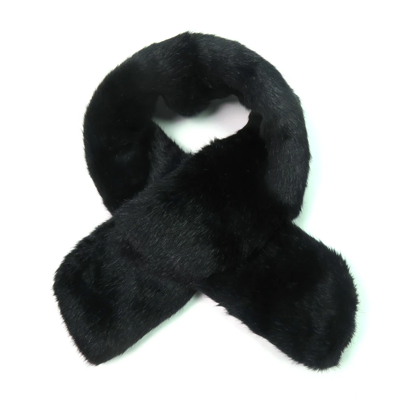 Черный зимний шарф с воротником из искусственного меха для женщин 21*100 см