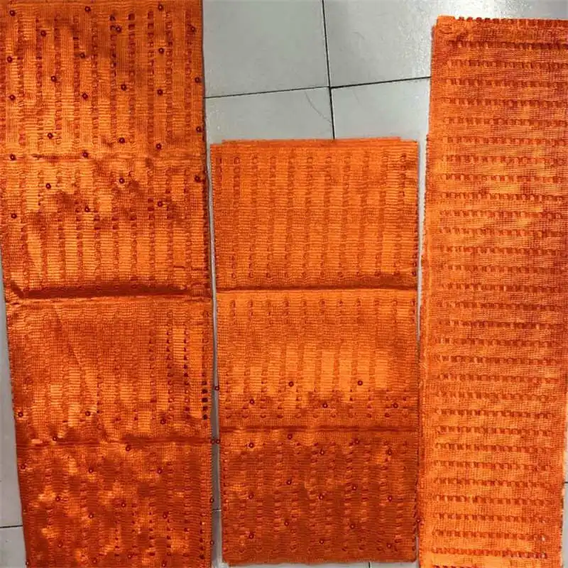 Оранжевый нигерийский головной убор желе Aso Oke голова из ткани галстук дизайн