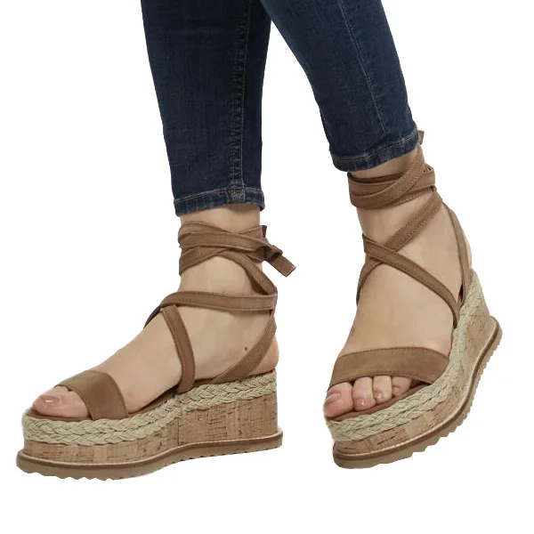Новинка 2018 года Модные женские эспадрильи на плоской танкетке босоножки