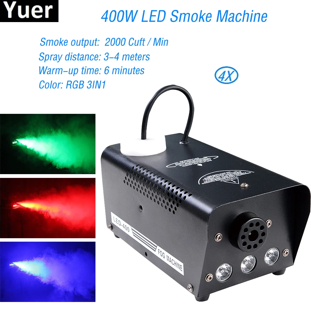 

Пульт дистанционного управления 400 Вт светодиодный дымовой аппарат с беспроводным пультом дистанционного управления RGB 3 в 1 меняющий цвет с...