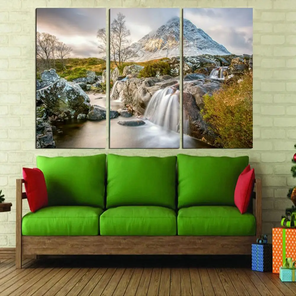 

Drop shipping 3 Panel printed painting Waterfall Painting Wall Art Picture Home Decoration Living Room Modern painting LS492