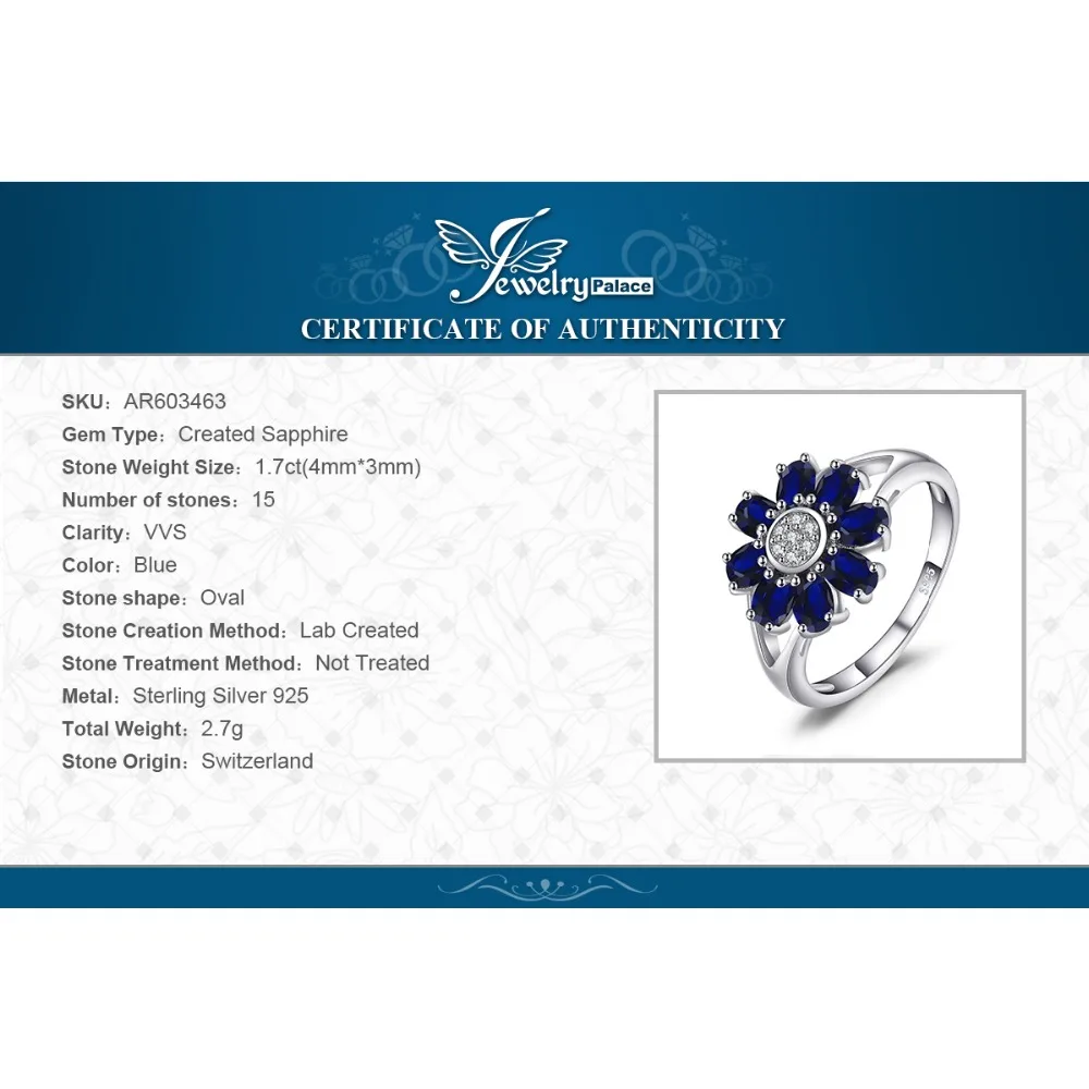 Jewelrypalace 4.6ct Овальный Форма создания сапфир цветок запахом заявление кольцо