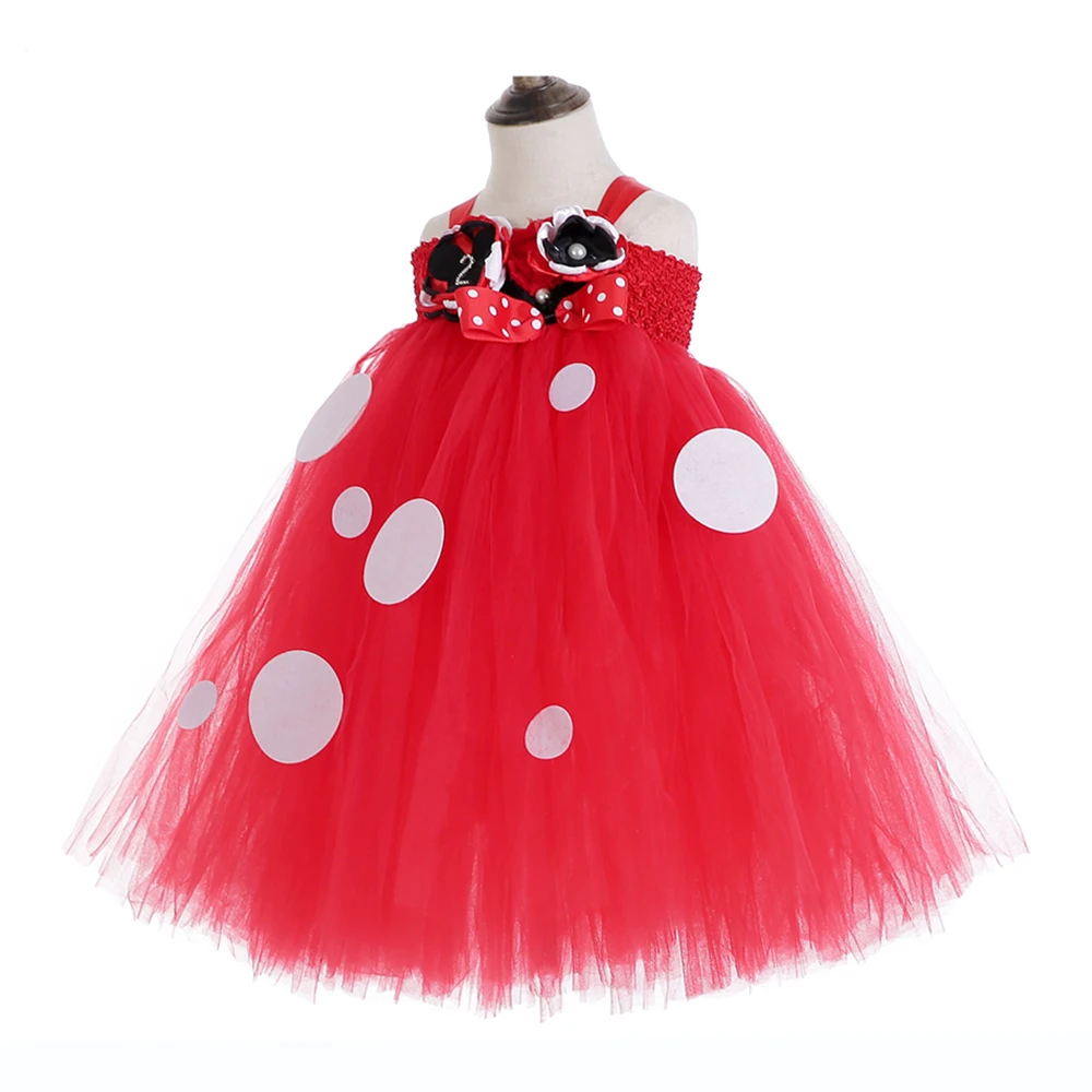 Red Tulle Tutu Polka Cartoon Teen Dresses Party Baby Girl First 2 Years Birthday Dress Vestido Girls Photography Costumes Outfit | Детская