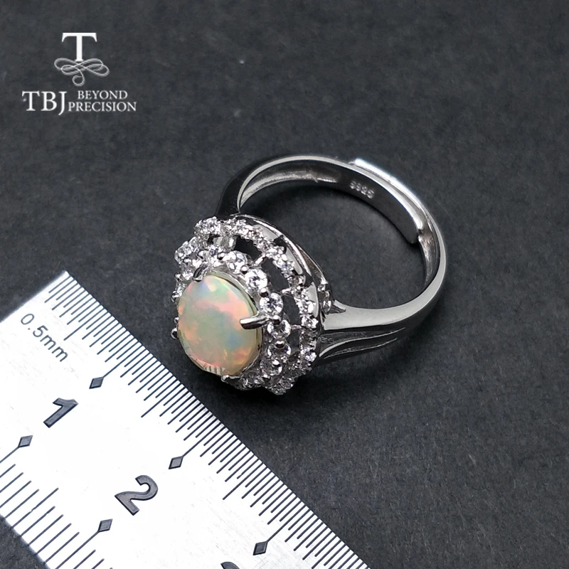 TBJ, разнообразное качество, Эфиопский Опал, Овальный 8*10 мм, Натурное красочное кольцо с драгоценным камнем из серебра 925 пробы для женщин с коробкой