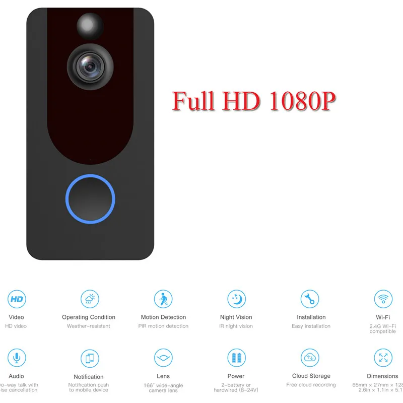 Wifi IP дверной звонок 1080 P камера видео дверной звонок ночного видения ИК детектор движения сигнализация безопасности беспроводной дверной глаз