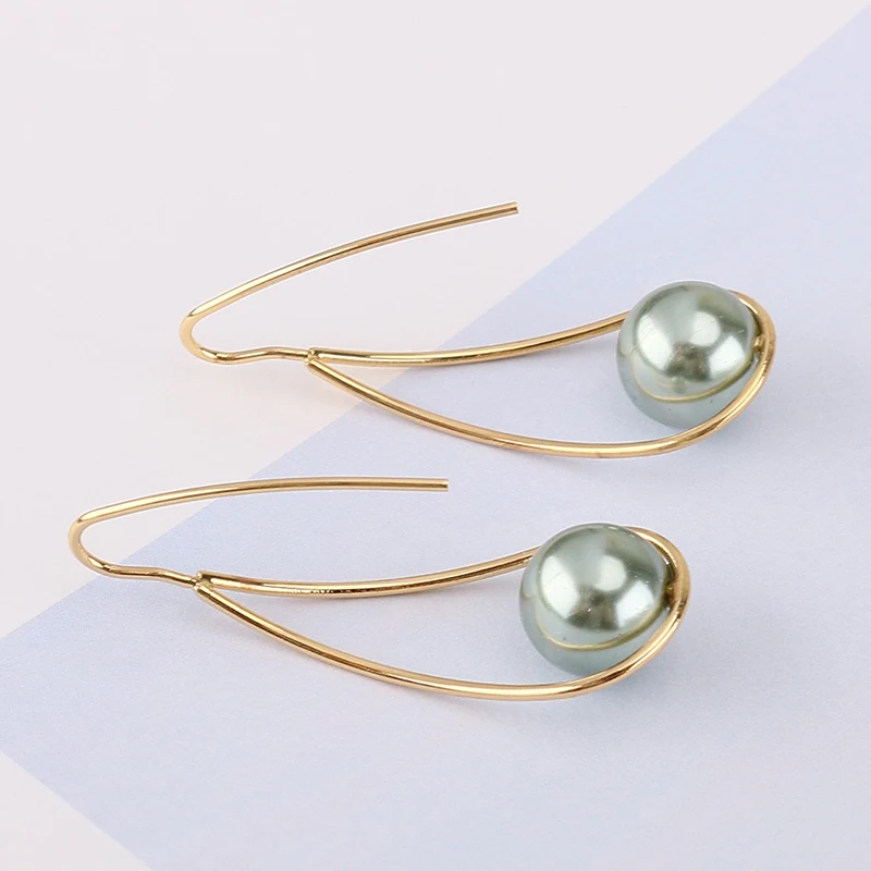 Длинные серьги-Крючки SRCOI с имитацией жемчуга висячие серьги из цинкового сплава