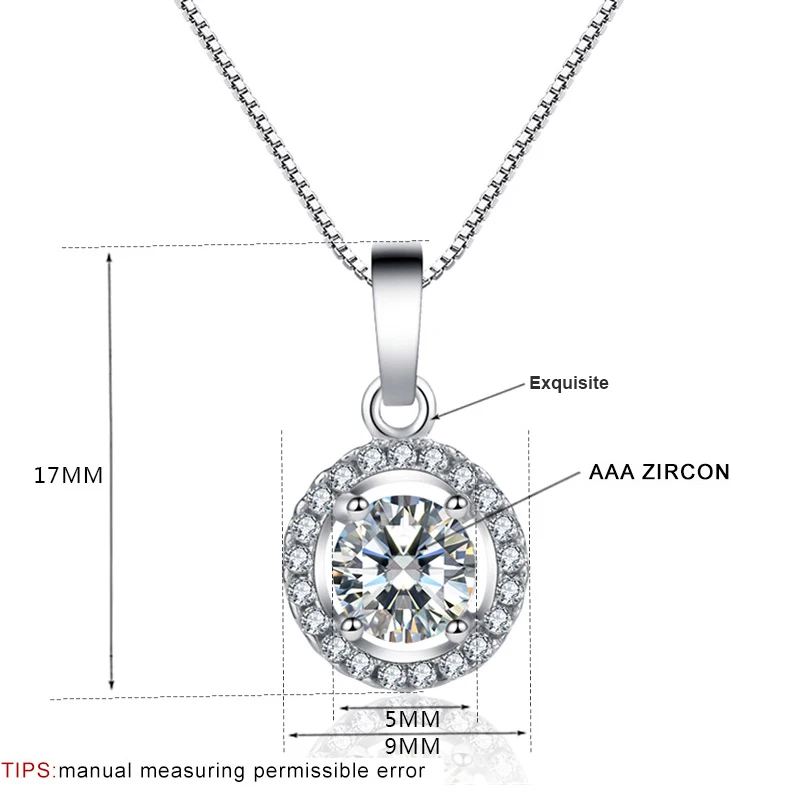  Classic Round Silver Pendant Necklace Jewelry Cubic Zirconia Wedding Gifts Valentine's Day | Украшения и аксессуары