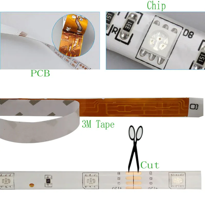 2835 SMD RGB Светодиодная лента 5 м/светодио дный рулон светодиодная светодио 5050