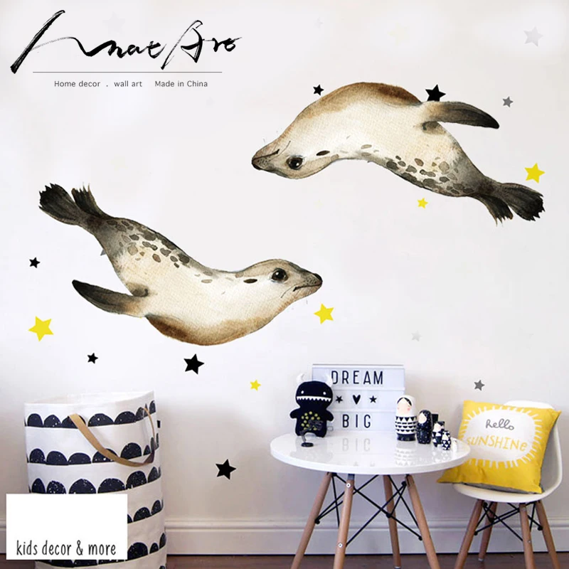 

kids room decor Cartoon animal wall sticker Painting wall art mural wallpaper Modern home decoration accessories bedroom diy art
