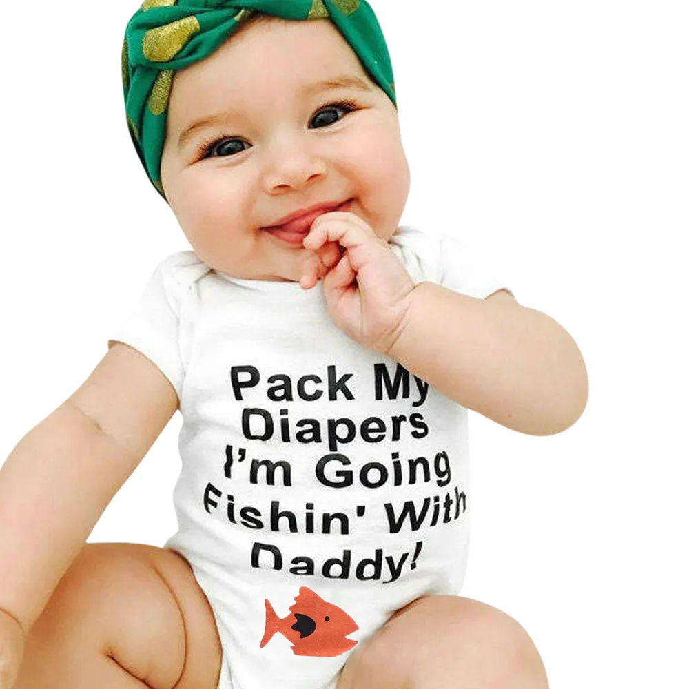 New high quality newborn Infant Baby Girls Boys Letter Fish Short Sleeve Clothes Jumpsuit Romper Breathable comfortable | Детская одежда