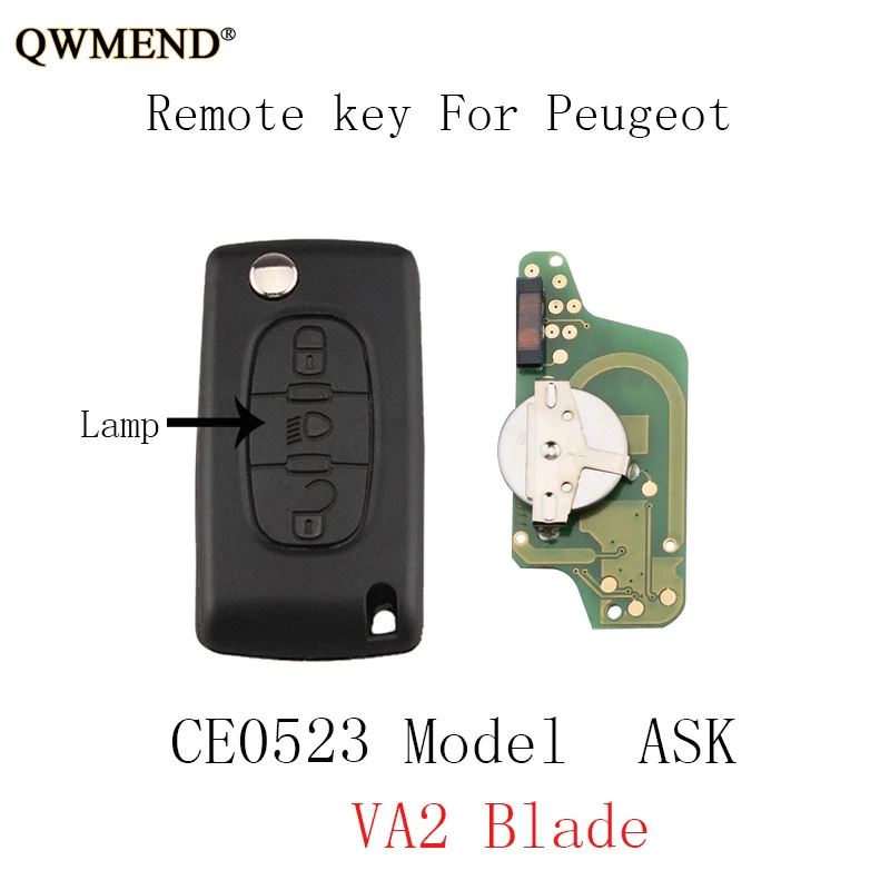 QWMEND 3BT кнопочный Автомобильный Дистанционный ключ для PEUGEOT Partner 807 307 207 407 308 CC Expert SW
